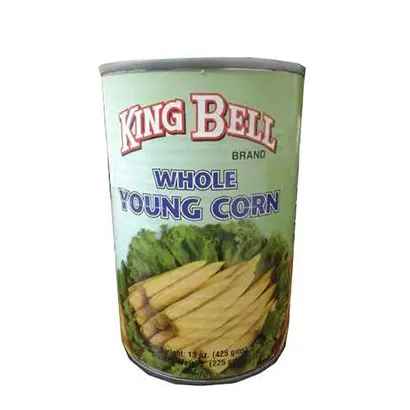 King Bell Whole Baby Corn Tin 425 gm